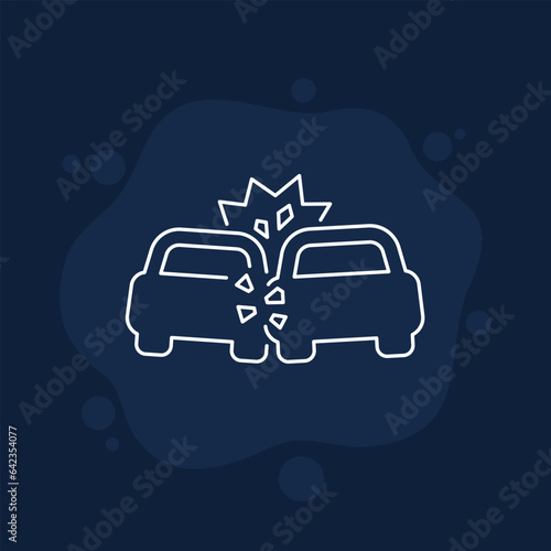 car crash or accident line icon, vector