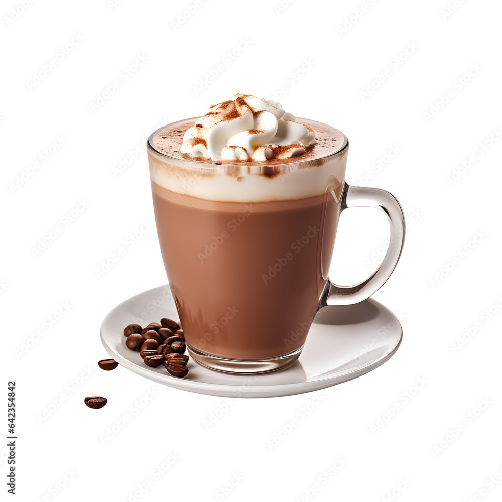 Delicious creamy hot chocolate on transparent background Delicious creamy hot chocolate on transparent background