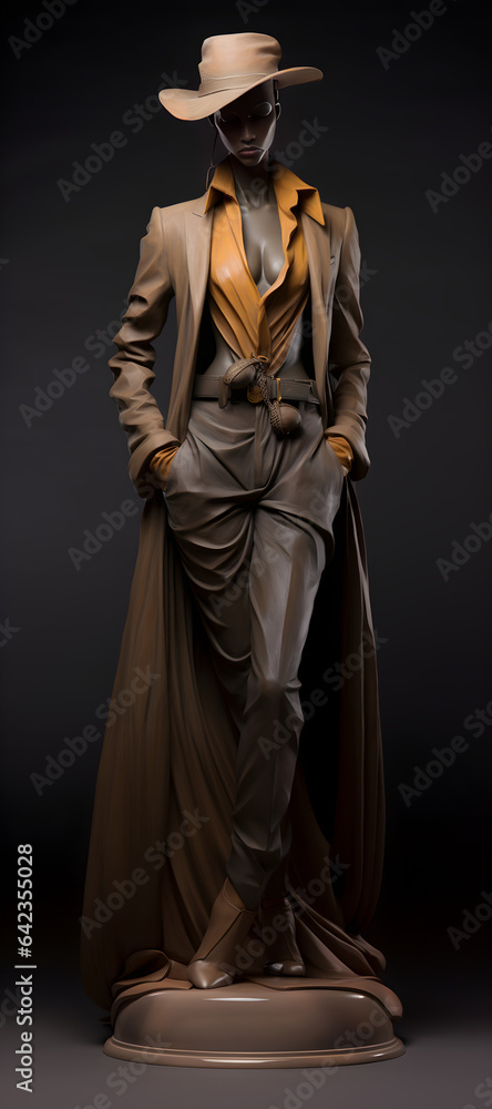 Fototapeta premium brown woman with big hat 
