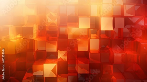red orange gold yellow abstract background. geometric shape. square block pattern. pixel effect. mosaic collage mix. bright colour. futuristic design template. generative AI