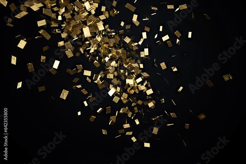 bright black 3D holiday celebration birthday confetti decoration black rendered yellow illustion festive Golden isolated gold confetti party gold cel background background isolated design christmas
