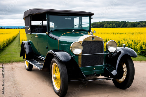 vintage 1920s classical car on the road