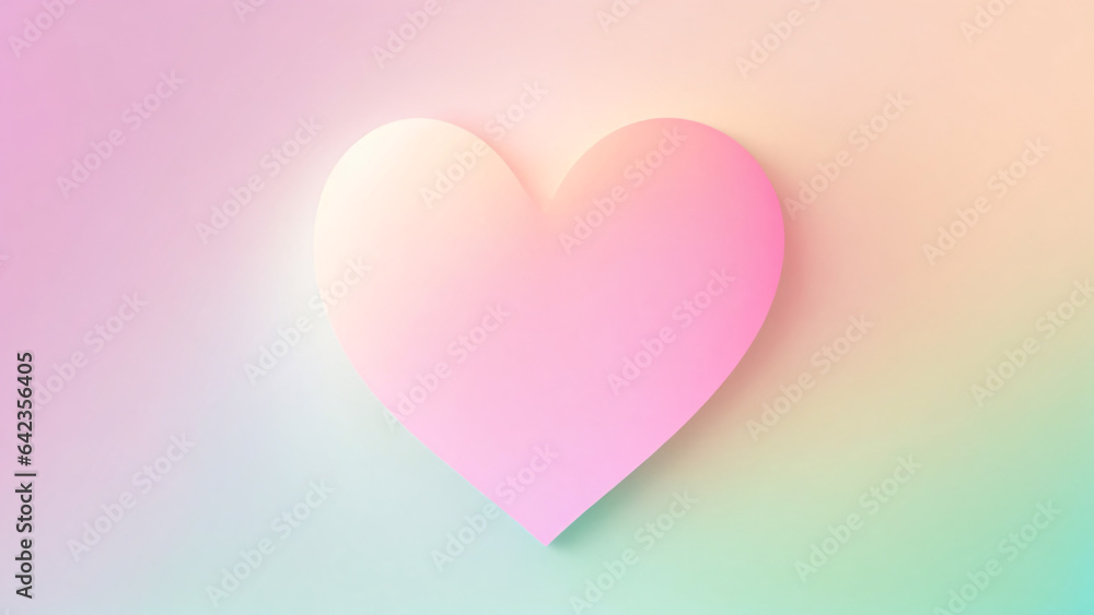 Pink heart on pastel gradient background. Valentine's day concept.
