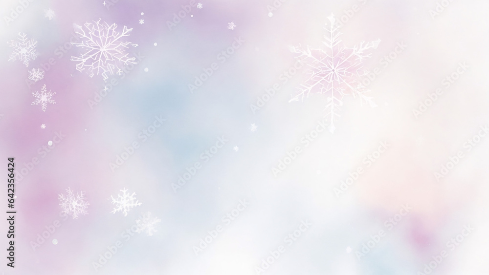 Winter background with snowflakes and bokeh, Watercolor illustration Winter background with snowflakes and bokeh, Watercolor illustration