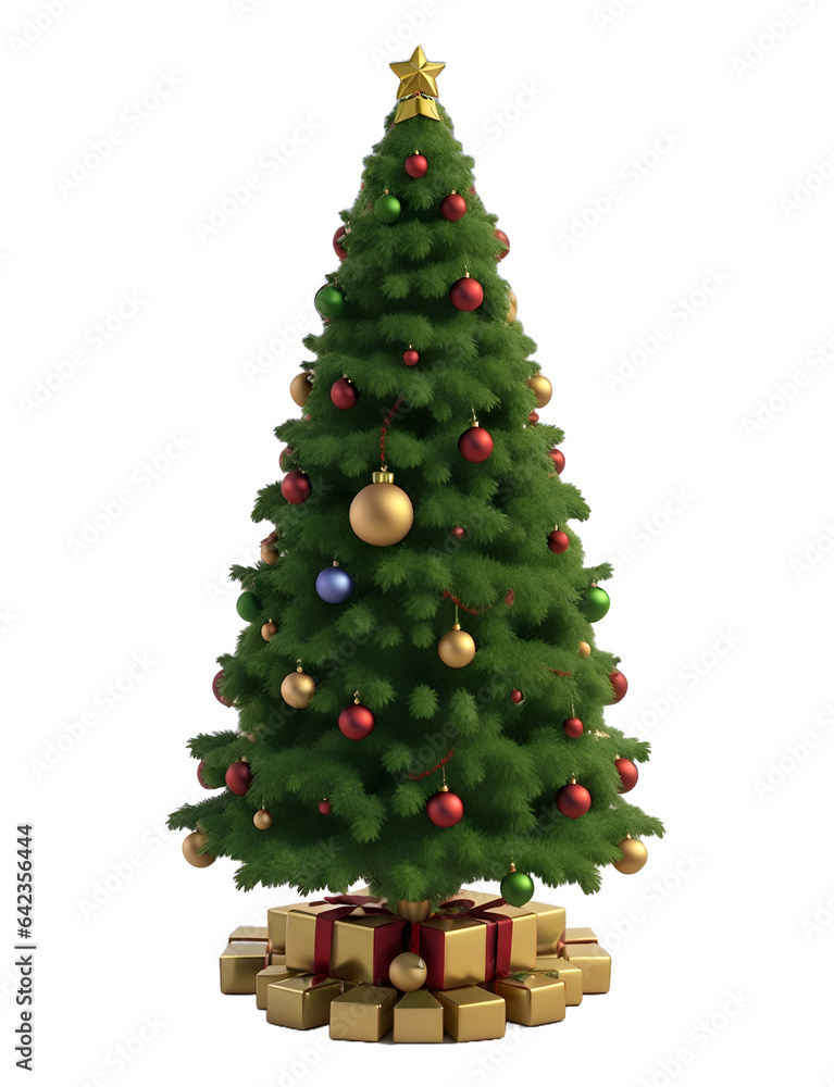 3d Lantern Christmas Tree on transparent background cutout. PNG file. Christmas tree png images