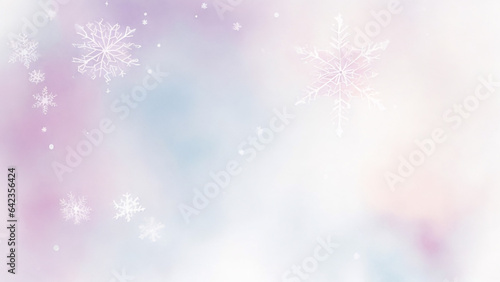 Winter background with snowflakes and bokeh  Watercolor illustration