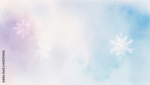 Winter background with snowflakes in pastel colors  Watercolor illustration