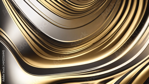 abstract gold metallic wavy background. Creative Design Templates, 3d render