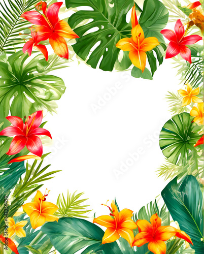 Colourfull frame made out of plants and flowers