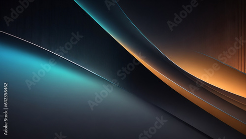 Abstract blue and orange curve lines on dark background