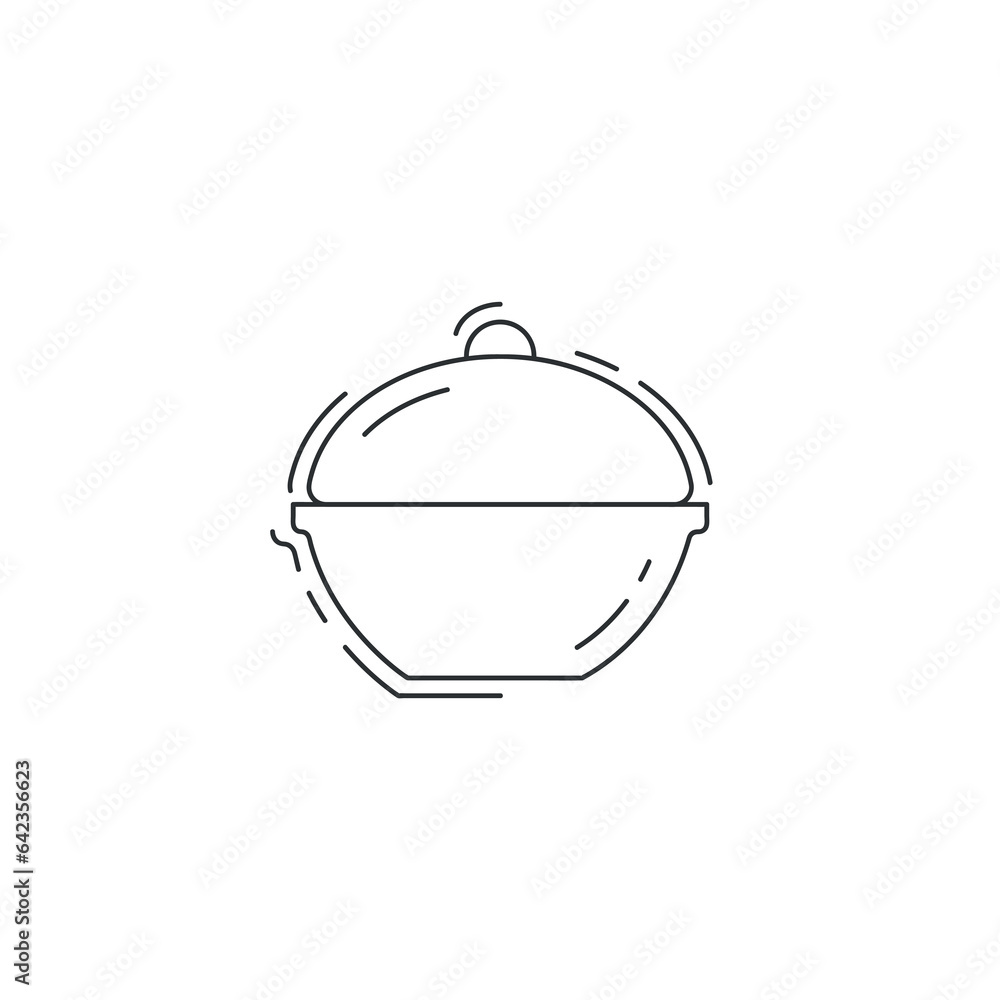 Fototapeta premium cooking pan icon, food cooked linear icon. pan thin line icon.
