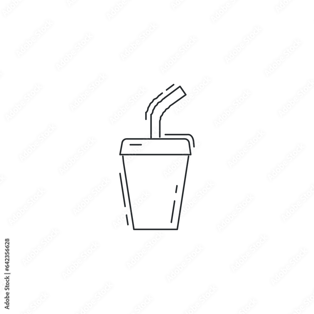 soda drink cup line icon. soda in disposable glass with straw thin line icon soda drink cup line icon. soda in disposable glass with straw thin line icon