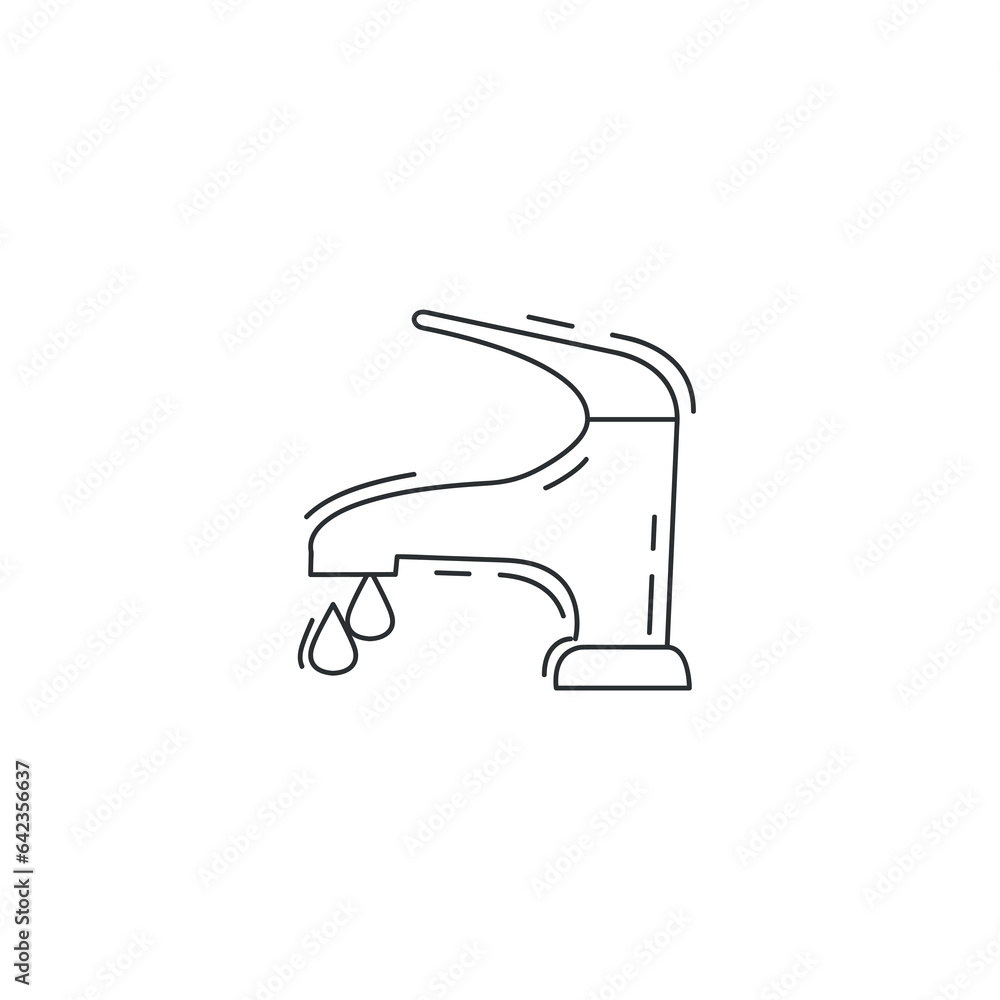faucet line icon. Dripping tap with drop thin line icon. faucet line icon. Dripping tap with drop thin line icon.