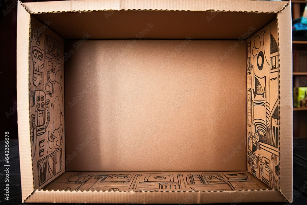 cut house background space packing single cardbox closeup cardboard container paper object package Cardboard moving box box open equipment brown corrugated cardboard office box things business copy - obrazy, fototapety, plakaty 