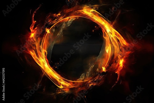 frame inferno form fire hole dynamic gold energy fiery background fantasy background blaze black ring Fire glow flames circle abstract bright fractal magic burn wheel gold circle black round light