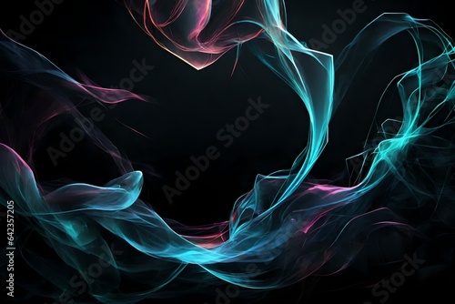 Crystal black background ,digital art ,minimalism, abstract art, textures, neon smoke in  HD background. AI Generated.