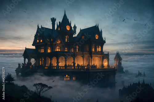 halloween castle in the night