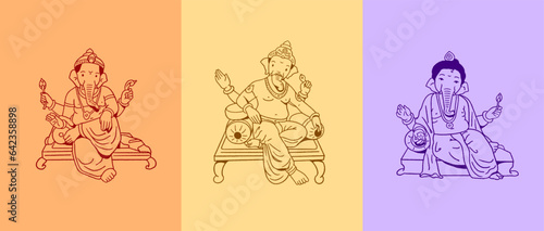 Ganesha outline sketch vector illustration, Art for Ganesh Chaturthi festival 