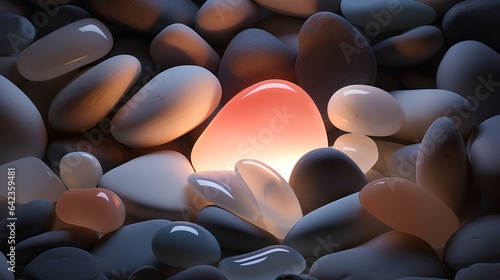 light color composition surrounded by stones. generative AI