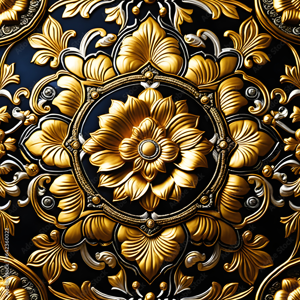 Exquisite Gold Foil Artistry Blooming Lotus.(Generative AI) Exquisite Gold Foil Artistry Blooming Lotus.(Generative AI)