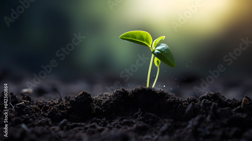 grass on ground in the morning. plant growing concept. Nature environment background. natural ecology.