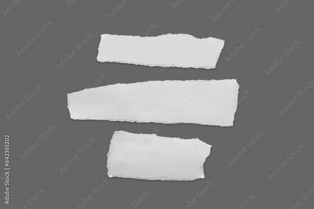 Recycled paper craft stick on a gray background. Set of paper torn on gray, White paper torn or ripped pieces of paper isolated on gray background with clipping path. Recycled paper craft stick on a gray background. Set of paper torn on gray, White paper torn or ripped pieces of paper isolated on gray background with clipping path.