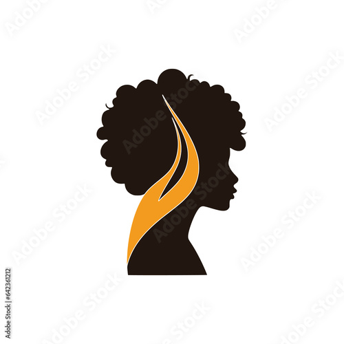 simple silhouette afro girl beauty logo vector illustration template design