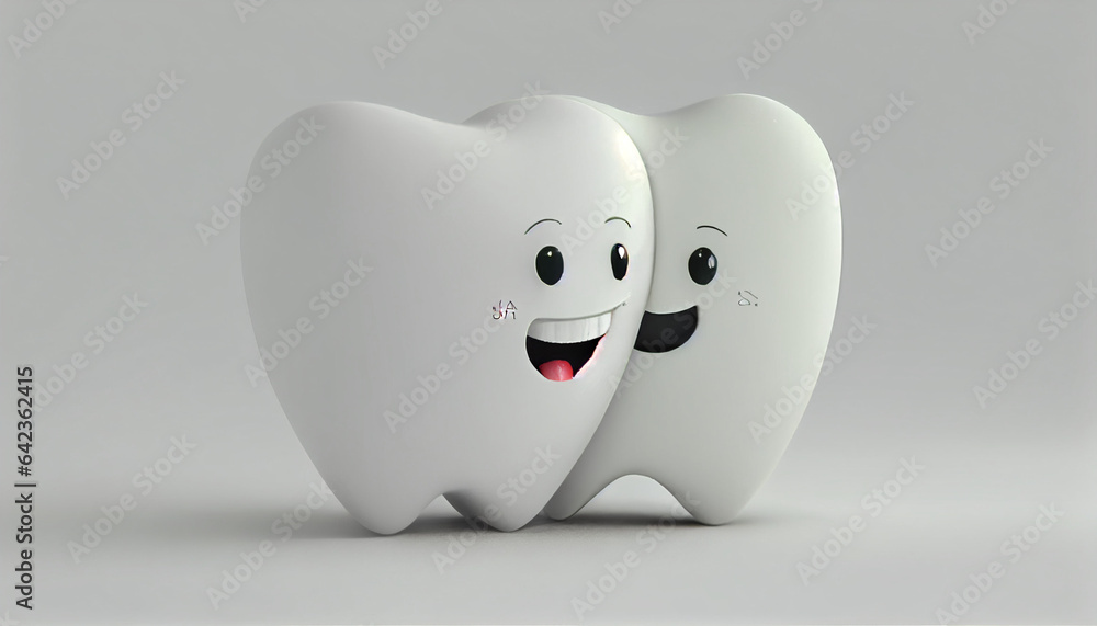 2cute teeth hugging, healthy teeth, Close up white background, Ai generated image 2cute teeth hugging, healthy teeth, Close up white background, Ai generated image