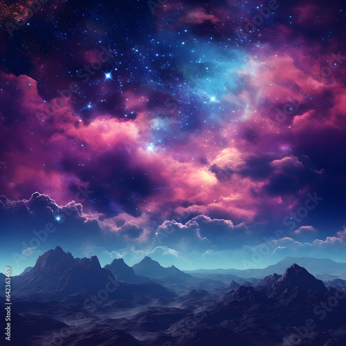 Decorative background in purple, galaxy, pink, blue and white colour, for presentation, website, banner, backdrop, poster © chui