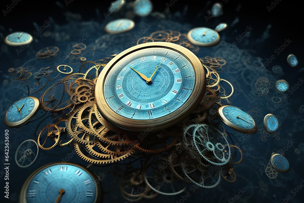 screensaver retro timepieces deadline design horologe pattern appointment 3D background 7 abstract clock rendering watch texture resembling 24 concept vintage vintage many three-dimensional astrono - obrazy, fototapety, plakaty 