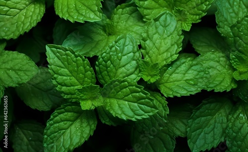 Green fresh mint leaves background.