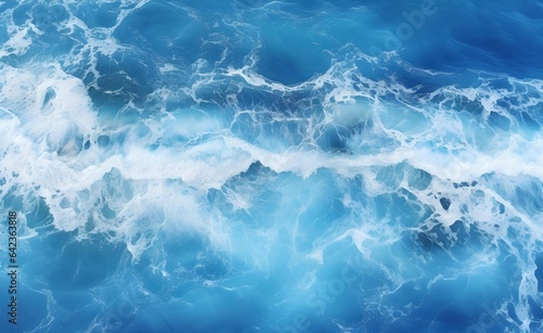 Top view of blue frothy sea surface. Shot in the open sea from above. © Curioso.Photography