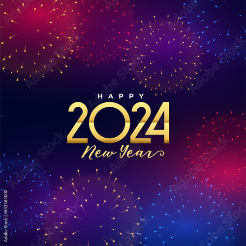 happy new year 2024 party background with firework celebration