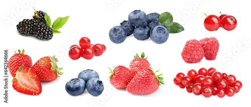 Set with different ripe berries isolated on white