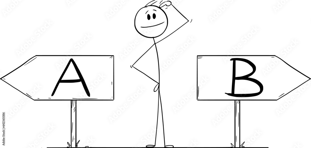 Stick Direction Choose Your Direction, Vector Cartoon Stick Figure Illustration Stock ...