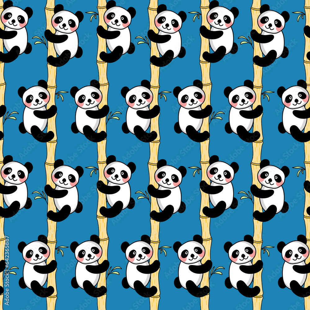 Panda Seamless Pattern. Hand Drawn pattern for children Panda Seamless Pattern. Hand Drawn pattern for children