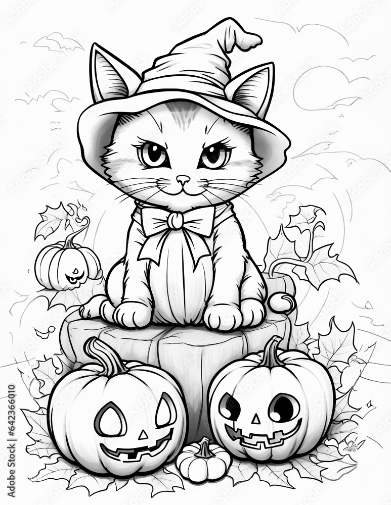 cat coloring page for kids Stock Photo | Adobe Stock