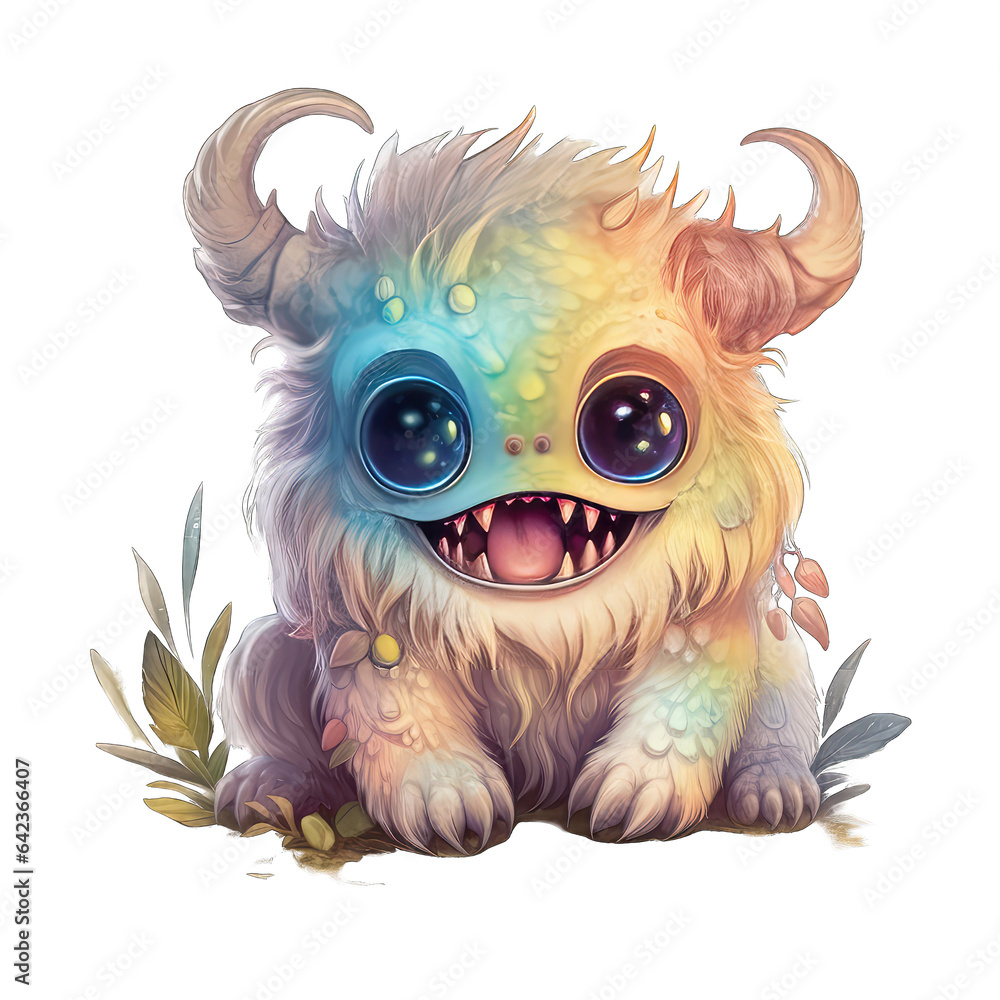 Fototapeta premium Imaginative Monster Adventure - Cute Creature in a Colorful World