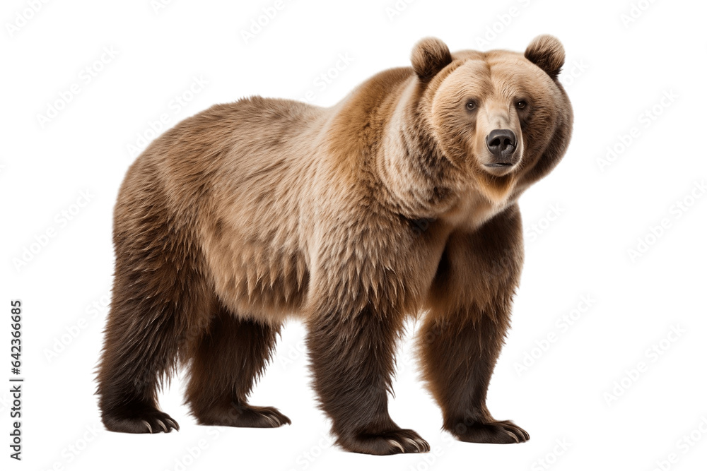 Brown Bears isolated on a transparent background. Generative Ai - obrazy, fototapety, plakaty 
