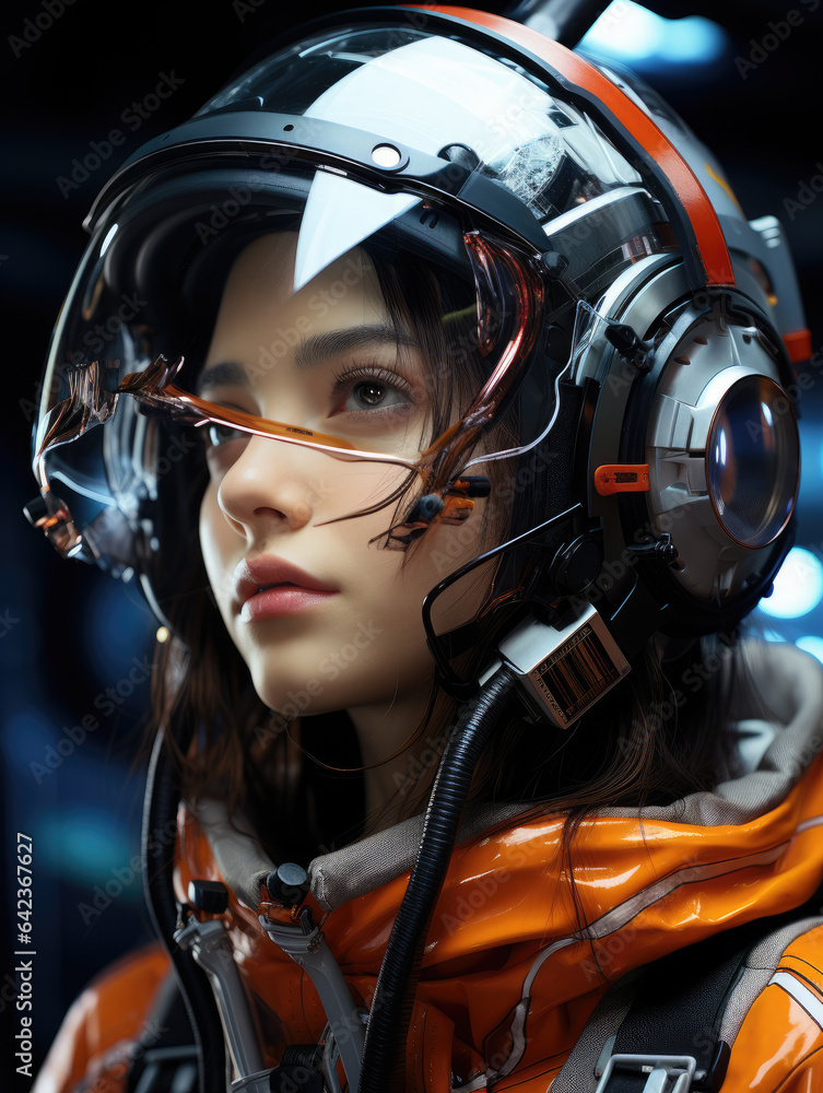 3d portrait of girl in cyber space, ai generated. 3d portrait of girl in cyber space, ai generated.