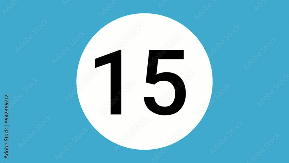 Animation cartoon Number 15 fifteen sign symbol motion graphics on white circle blue background,video number for video elements Animation cartoon Number 15 fifteen sign symbol motion graphics on white circle blue background,video number for video elements
