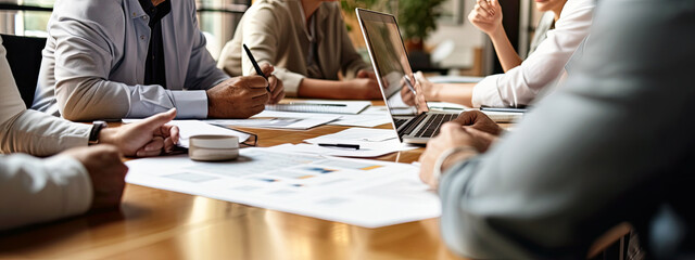 business people in meeting discussing plans together