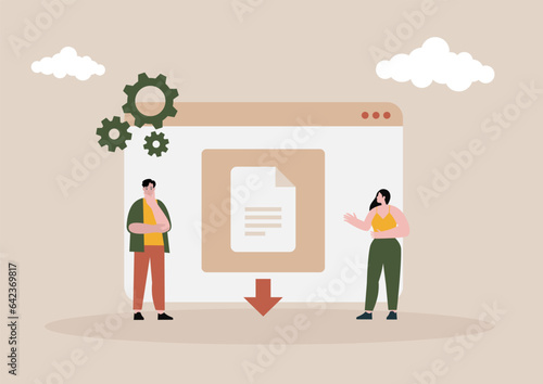 illustration business activities, digital marketing, business concept, security, communication.