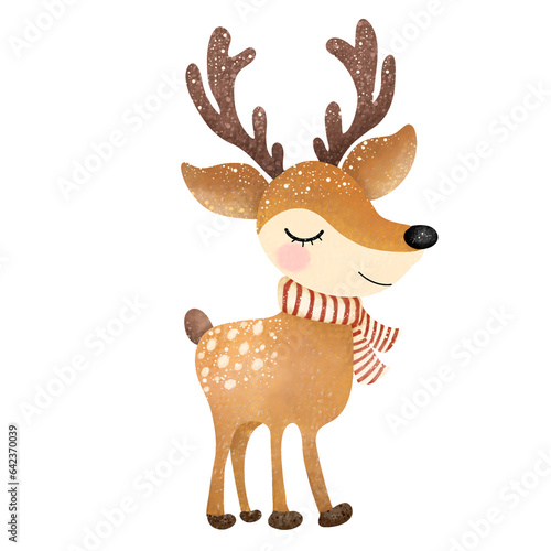 Reindeer,animal,Christmas,PNG,nature,watercolor,cartoon character,cute,icon ,vector, illustration,hand drawn