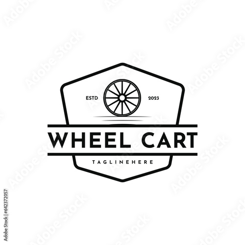 Wheel cart logo design idea vintage retro style badge