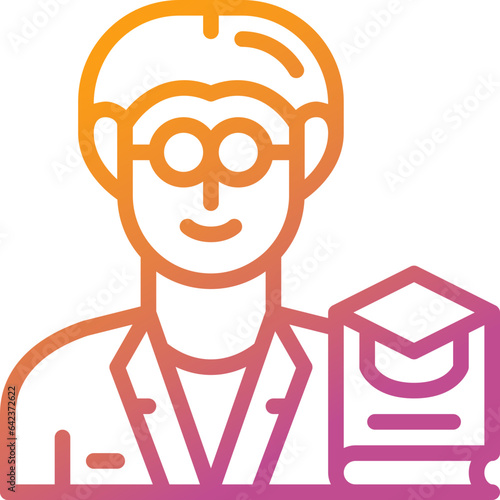 professor gradient line icon