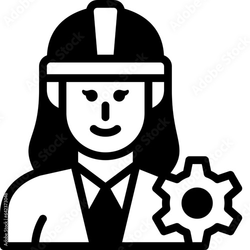 woman engineer solid line icon