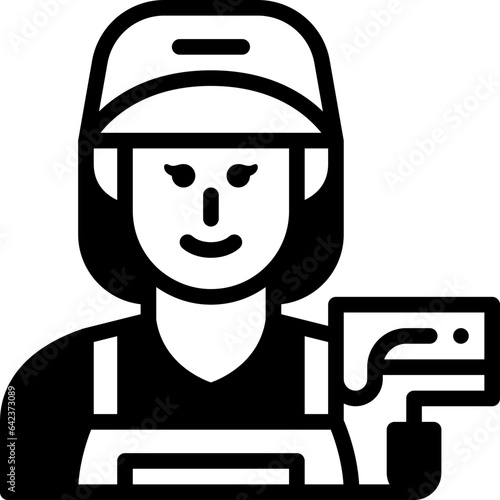 woman painter solid line icon