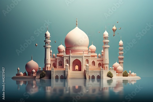 Eid Mubarak in Illustration Vector Style with 3D Icons and Symbols photo