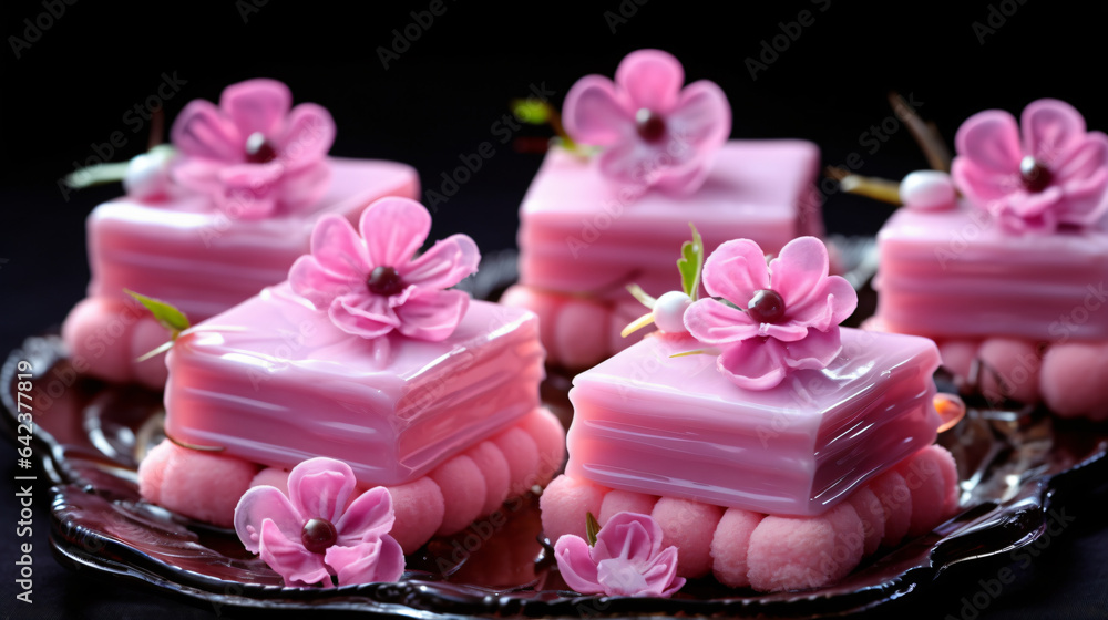 Petit fours with pink icing Cakes